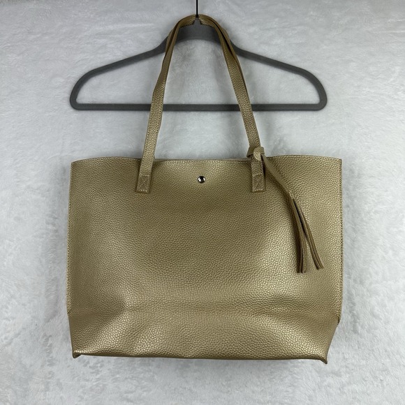 Unbranded Tote Bag Gold Snap Pocket Beach Bag Purse‎ NWOT - Picture 1 of 13